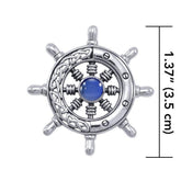 Celtic Knots Ship's Wheel Silver Pendant with Gemstone TPD1028 - DiveSilver Jewelry